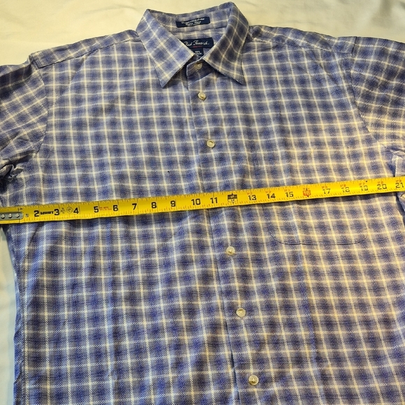 Paul Fredrick Long Sleeve Button Down Purple and White Plaid Men's Shirt - Picture 8 of 15